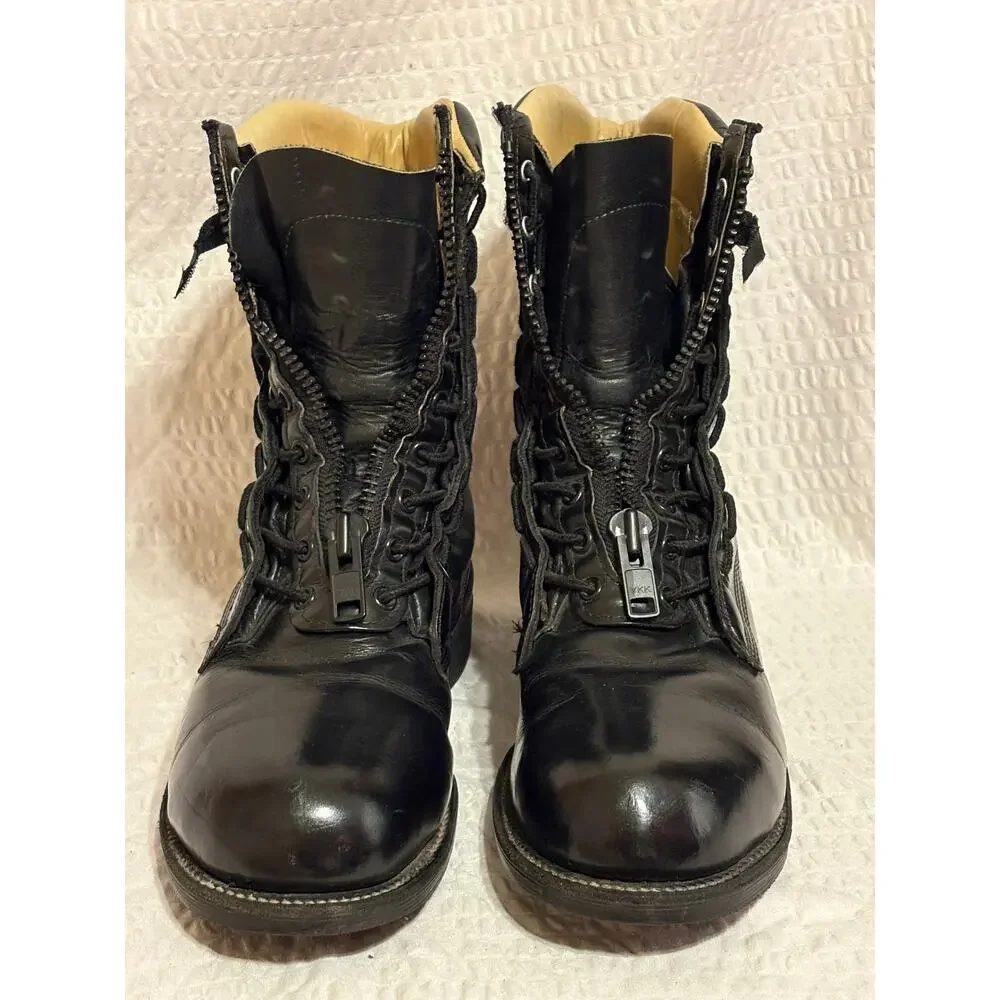 Chippewa USA VTG Steel Toe Black Leather Trooper Tactical Moto Boots Men Size 9C